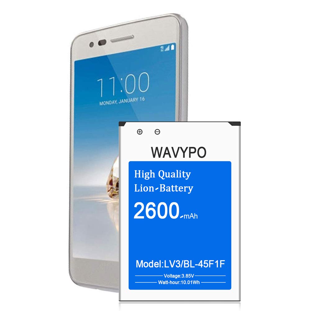 Wavypo Battery For Lg Bl 45F1F Battery, 2600Mah Replacement Battery For Lg Phoenix 3, Lg Lv3, K4 K8 2017, Aristo Ms210, Phoenix